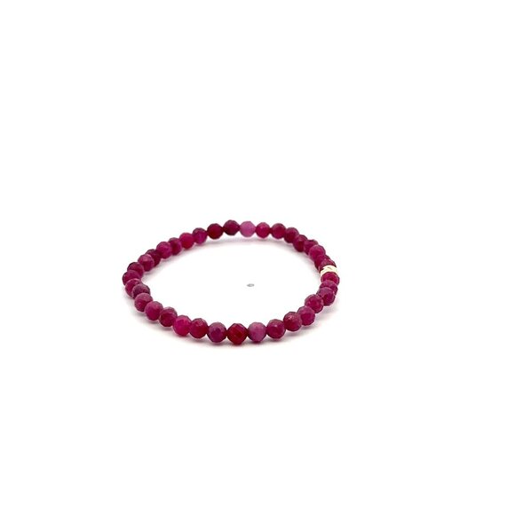 Natural Ruby Gemstone Mini 4mm 18K Bar Faceted Charm Bead July Birthstone - Picture 4 of 4